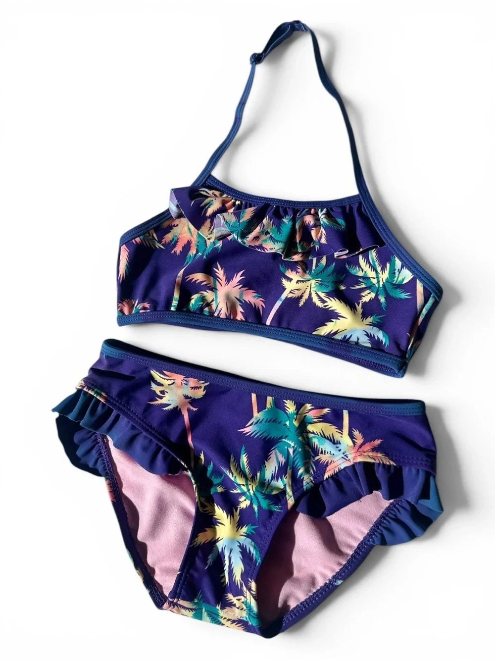 Appaman Kids Melissani Purple Palm-Print Two-Piece Swim Bikini Set - Size 6